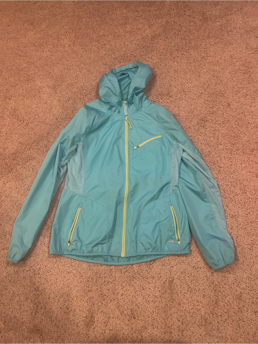 Light Blue Women's Hooded Windbreaker Jacket